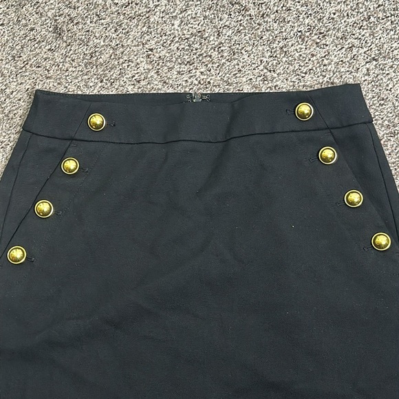Loft black mini skirt size 8 gold button office career - Picture 2 of 4